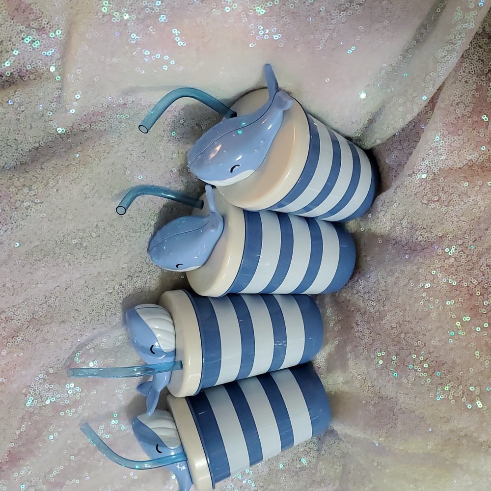 NWT Sun Squad Figural Whale Tumbler Bundle (4 Tumblers) - Blue and White